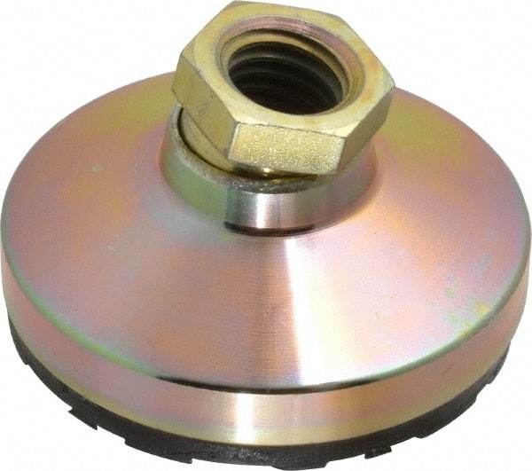 Gibraltar - 4500 Lb Capacity, 5/8-11 Thread, 1-1/4" OAL, Zinc Stud, Tapped Pivotal Socket Mount Leveling Mount - 2-1/2" Base Diam, Steel Pad, 7/8" Hex - Americas Industrial Supply