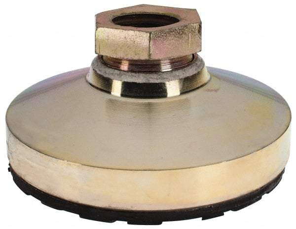 Gibraltar - 5550 Lb Capacity, 3/4-10 Thread, 1-1/2" OAL, Zinc Stud, Tapped Pivotal Socket Mount Leveling Mount - 3" Base Diam, Steel Pad, 1-1/16" Hex - Americas Industrial Supply