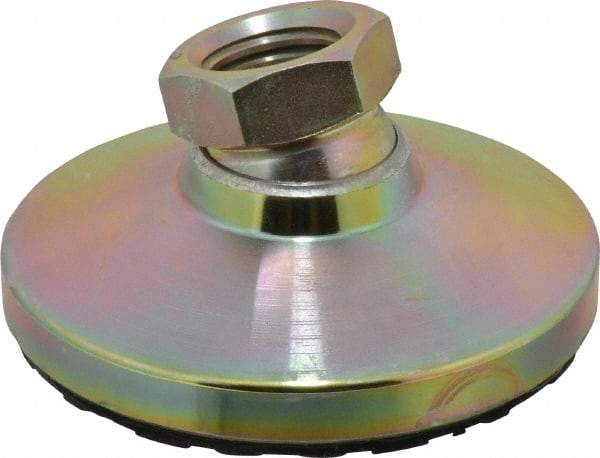 Gibraltar - 15000 Lb Capacity, 1-8 Thread, 1-7/8" OAL, Zinc Stud, Tapped Pivotal Socket Mount Leveling Mount - 4" Base Diam, Steel Pad, 1-3/8" Hex - Americas Industrial Supply