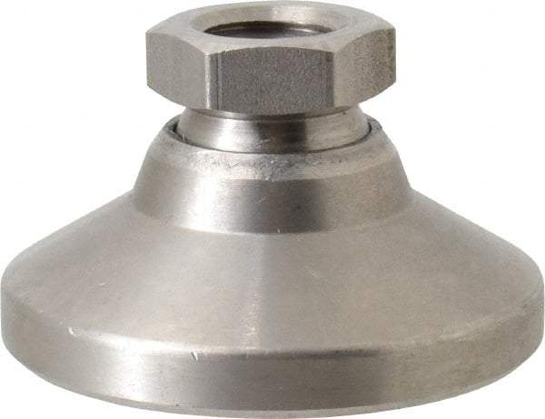 Gibraltar - 5000 Lb Capacity, 1/2-13 Thread, 1-1/8" OAL, Stainless Steel Stud, Tapped Pivotal Socket Mount Leveling Mount - 1-7/8" Base Diam, Stainless Steel Pad, 3/4" Hex - Americas Industrial Supply