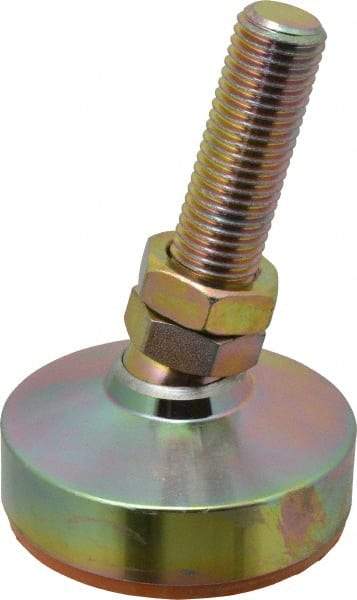 Gibraltar - 11800 Lb Capacity, 1-8 Thread, 6" OAL, Zinc Stud, Studded Socket Mount Leveling Mount - 3-1/2" Stud Length, 4" Base Diam, Zinc Pad, 1-3/8" Hex - Americas Industrial Supply