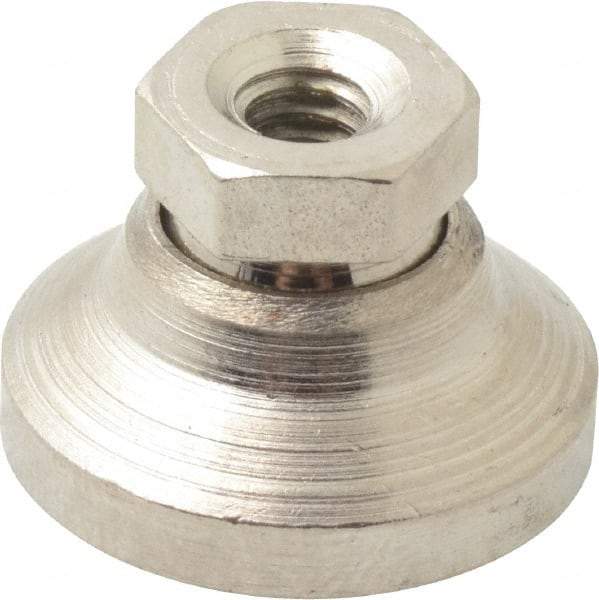 Gibraltar - 1000 Lb Capacity, 1/4-20 Thread, 45/64" OAL, Steel Stud, Tapped Pivotal Socket Mount Leveling Mount - 1" Base Diam, Steel Pad, 1/2" Hex - Americas Industrial Supply