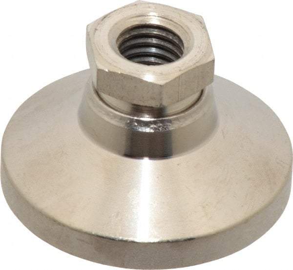 Gibraltar - 5000 Lb Capacity, 1/2-13 Thread, 1-1/8" OAL, Steel Stud, Tapped Pivotal Socket Mount Leveling Mount - 1-7/8" Base Diam, Steel Pad, 3/4" Hex - Americas Industrial Supply