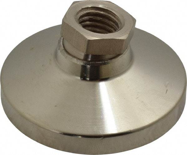 Gibraltar - 6000 Lb Capacity, 5/8-11 Thread, 1-1/4" OAL, Steel Stud, Tapped Pivotal Socket Mount Leveling Mount - 2-1/2" Base Diam, Steel Pad, 7/8" Hex - Americas Industrial Supply