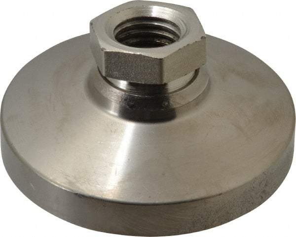 Gibraltar - 7400 Lb Capacity, 3/4-10 Thread, 1-1/2" OAL, Steel Stud, Tapped Pivotal Socket Mount Leveling Mount - 3" Base Diam, Steel Pad, 1-1/16" Hex - Americas Industrial Supply