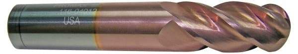 ProMax - 3/4" Diam, 1-5/8" LOC, 4 Flute Solid Carbide Ball End Mill - TiCN Finish, Single End, 4" OAL, 3/4" Shank Diam, Spiral Flute - Americas Industrial Supply