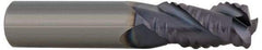ProMax - 9/16" Diam, Coarse Pitch, 1-1/4" LOC, 4 Flute Solid Carbide 0.055-0.065" Corner Radius Roughing End Mill - TiCN Finish, 3-1/2" OAL, 9/16" Shank Diam, Single End, Centercutting, 30° Helix - Americas Industrial Supply