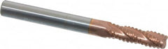 ProMax - 1/4" Diam, Coarse Pitch, 3/4" LOC, 4 Flute Solid Carbide 0.04-0.05" Corner Radius Roughing End Mill - TiCN Finish, 2-1/2" OAL, 1/4" Shank Diam, Single End, Centercutting, 30° Helix - Americas Industrial Supply
