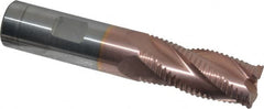 ProMax - 3/4" Diam, Coarse Pitch, 1-5/8" LOC, 4 Flute Solid Carbide 0.055-0.065" Corner Radius Roughing End Mill - TiCN Finish, 4" OAL, 3/4" Shank Diam, Single End, Centercutting, 30° Helix - Americas Industrial Supply
