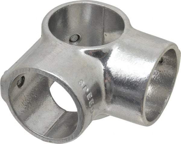 Hollaender - 1-1/2" Pipe, Side Outlet Tee-E, Aluminum Alloy Tee Pipe Rail Fitting - Bright Finish - Americas Industrial Supply