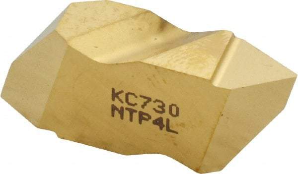 Kennametal - NTP4 Grade KC730, Internal/External Partial Profile 60° Threading Insert - 1.25 to 6.25mm & 4 to 20 TPI Ext Pitch, 20 to 6.25mm & 4 to 12 TPI Int Pitch, Left Hand Insert, TiN Finish, Carbide - Americas Industrial Supply