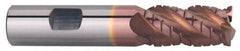ProMax - 1" Diam, 1-3/4" LOC, 4 Flute Solid Carbide Roughing & Finishing Corner Radius End Mill - TiCN Finish, 4" OAL, 1" Shank Diam, Weldon Shank, 40° Helix, Centercutting, Regular Length - Americas Industrial Supply