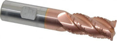 ProMax - 3/4" Diam, 1-5/8" LOC, 4 Flute Solid Carbide Roughing & Finishing Corner Radius End Mill - TiCN Finish, 4" OAL, 3/4" Shank Diam, Weldon Shank, 40° Helix, Centercutting, Regular Length - Americas Industrial Supply