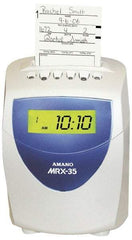 Amano - 110 VAC, Digital Plastic Automatic Time Clock and Recorder - 5-1/2 Inch Wide x 4 Inch Deep x 9-1/2 Inch High, White, UL and CUL Listed - Americas Industrial Supply