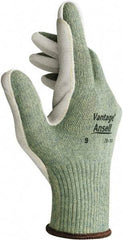 Ansell - Size M (8), ANSI Cut Lvl 4, Abrasion Lvl 5, Leather Cut Resistant Gloves - Kevlar/Poly/Cotton Lining, Knit Wrist, Gray, Paired - Americas Industrial Supply