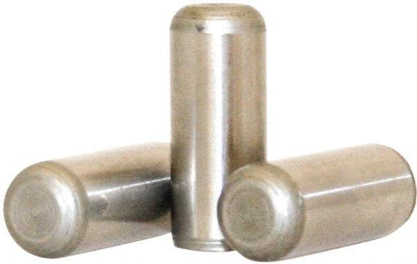 Value Collection - 10mm Diam x 20mm Pin Length 316 Stainless Steel Standard Dowel Pin - Bright Finish, 1 Rounded End - Americas Industrial Supply