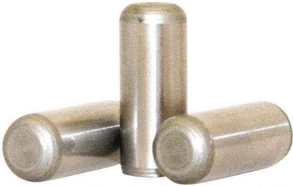 Value Collection - 3mm Diam x 12mm Pin Length 316 Stainless Steel Standard Dowel Pin - Bright Finish, 1 Rounded End - Americas Industrial Supply