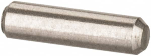 Value Collection - 1/16" Diam x 1/4" Pin Length 316 Stainless Steel Standard Dowel Pin - Bright Finish, 2 Beveled End - Americas Industrial Supply