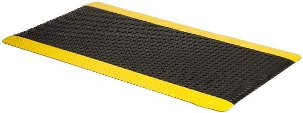 PRO-SAFE - 5' Long x 3' Wide, Dry Environment, Anti-Fatigue Matting - Black with Yellow Borders, Vinyl with Vinyl Sponge Base, Beveled on 4 Sides - Americas Industrial Supply