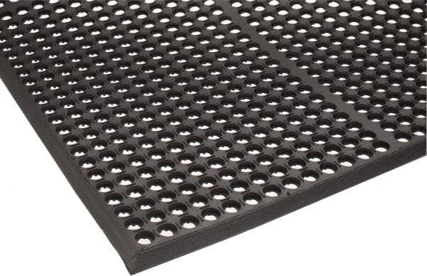 PRO-SAFE - 5' Long x 3' Wide, Dry/Wet Environment, Anti-Fatigue Matting - Black, Natural Rubber with Rubber Base - Americas Industrial Supply