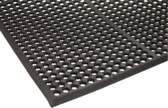 PRO-SAFE - 5' Long x 3' Wide, Dry/Wet Environment, Anti-Fatigue Matting - Black, Natural Rubber with Rubber Base - Americas Industrial Supply