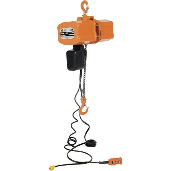 Vestil - 1 Ton Capacity, 17 FPM Lift Speed, 110 Volt, Electric Chain Hoist - 1.6 Output hp, 15' Max Lift - Americas Industrial Supply