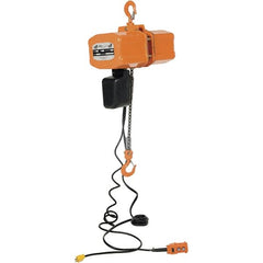 Vestil - 1 Ton Capacity, 17 FPM Lift Speed, 110 Volt, Electric Chain Hoist - 1.6 Output hp, 15' Max Lift - Americas Industrial Supply