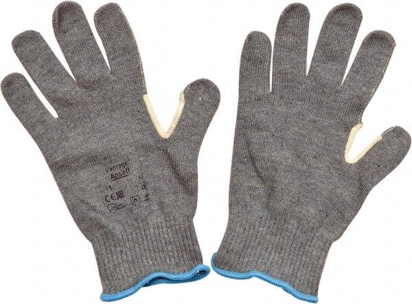 Ansell - Size 2XL (11), ANSI Cut Lvl 4, Abrasion Lvl 2, Kevlar/Polycotton Cut Resistant Gloves - Kevlar/Poly/Cotton Lining, Knit Wrist, Gray, Paired - Americas Industrial Supply