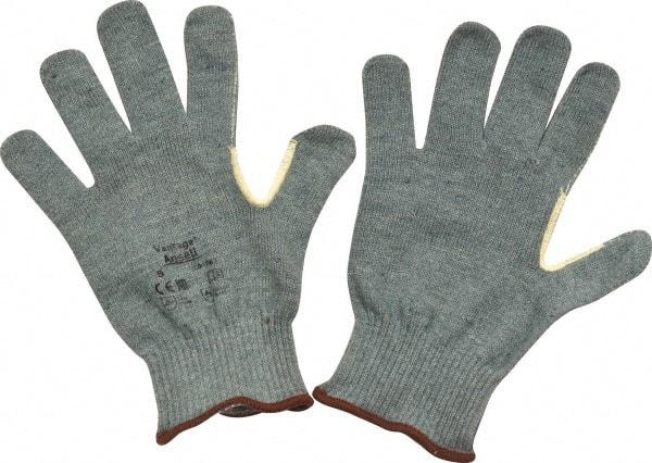 Ansell - Size L (9), ANSI Cut Lvl 4, Abrasion Lvl 2, Kevlar/Polycotton Cut Resistant Gloves - Kevlar/Poly/Cotton Lining, Knit Wrist, Gray, Paired - Americas Industrial Supply