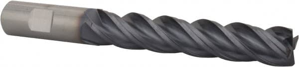 Kennametal - 3/4", 1-5/8" LOC, 3/4" Shank Diam, 4" OAL, 4 Flute, Solid Carbide Square End Mill - Single End, TiAlN Finish, Spiral Flute, 38° Helix, Centercutting, Right Hand Cut, Right Hand Flute, Series HPHV - Americas Industrial Supply