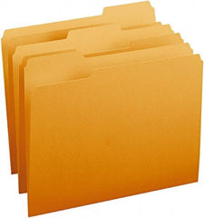 SMEAD - 8-1/2 x 11", Letter Size, Orange, File Folders with Top Tab - 11 Point Stock, Assorted Tab Cut Location - Americas Industrial Supply