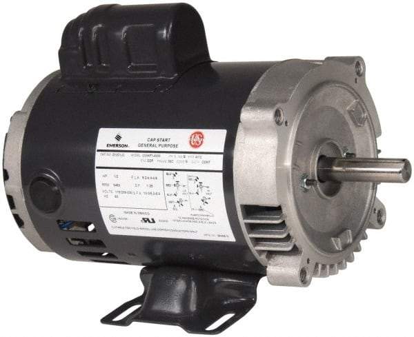 US Motors - 1-1/2 Max hp, 3,600 Max RPM, Single Cap Start Electric AC DC Motor - 115/208-230 V Input, Single Phase, 56HC Frame, 5/8" Shaft Diam, C-Face/Base Mount, ODP Enclosure - Americas Industrial Supply