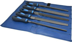 PFERD - 5 Piece American Pattern File Set - 10" Long, Second Coarseness, Ergonomic Handle, Set Includes Hand, Three Square, Square, Round, Tapered Half Round - Americas Industrial Supply