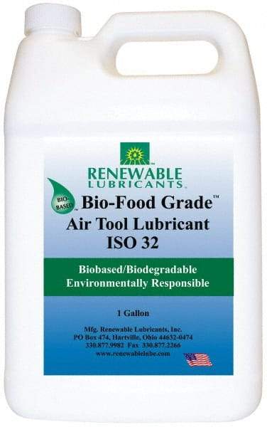 Renewable Lubricants - 1 Gal Bottle, ISO 32, Air Tool Oil - -20°F to 230°, 29.33 Viscosity (cSt) at 40°C, 7.34 Viscosity (cSt) at 100°C, Series Bio-Food Grade - Americas Industrial Supply