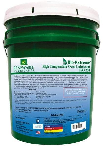 Renewable Lubricants - 5 Gal Pail Synthetic/Graphite Lubricant - White, -28°F to 2,000°F, Food Grade - Americas Industrial Supply