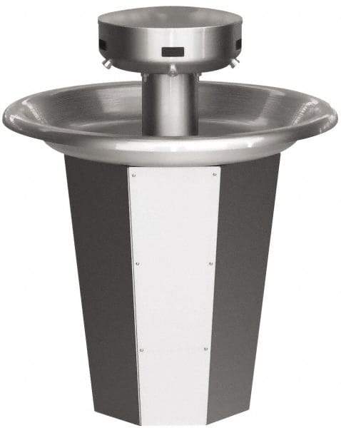 Bradley - Circular, Infrared Sensor, External Drain, 36" Diam, 5 Person Capacity, Stainless Steel, Wash Fountain - 0.5 GPM - Americas Industrial Supply