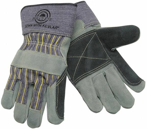 MCR Safety - Size L Cowhide Work Gloves - Uncoated, Safety Cuff, Green/Blue, Paired - Americas Industrial Supply