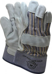 MCR Safety - Size XL Cowhide Work Gloves - Uncoated, Safety Cuff, Blue/Gray, Paired - Americas Industrial Supply