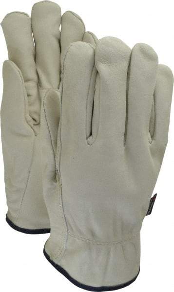 MCR Safety - Size XL Grain Cowhide Work Gloves - For Work & Driver, Uncoated, Slip-On Cuff, Tan, Paired - Americas Industrial Supply