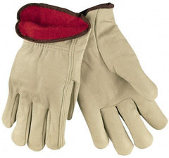 MCR Safety - Size M Grain Cowhide Work Gloves - For Work & Driver, Uncoated, Slip-On Cuff, Tan, Paired - Americas Industrial Supply