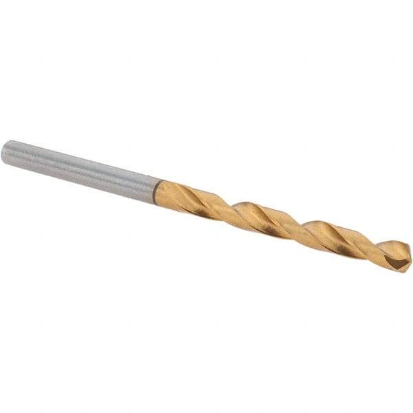 Guhring - 4.1mm 118° High Speed Steel Jobber Drill - TiN Finish, Right Hand Cut, Spiral Flute, Straight Shank, 75mm OAL, Standard Point - Americas Industrial Supply