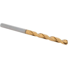 Guhring - 4.1mm 118° High Speed Steel Jobber Drill - TiN Finish, Right Hand Cut, Spiral Flute, Straight Shank, 75mm OAL, Standard Point - Americas Industrial Supply