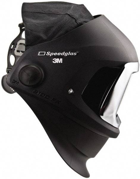 3M - 4-1/4" Window Width x 2-3/4" Window Height, 5, 8 to 13 Shade Auto-Darkening Lens, Front Lift Welding Helmet - Black/Gray PPA Clear/Green Lens - Americas Industrial Supply