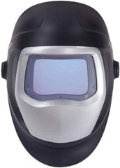 3M - 4-1/4" Window Width x 2-3/4" Window Height, 5, 8 to 13 Shade Auto-Darkening Lens, Fixed Front Welding Helmet - Black/Gray PPA Green Lens - Americas Industrial Supply