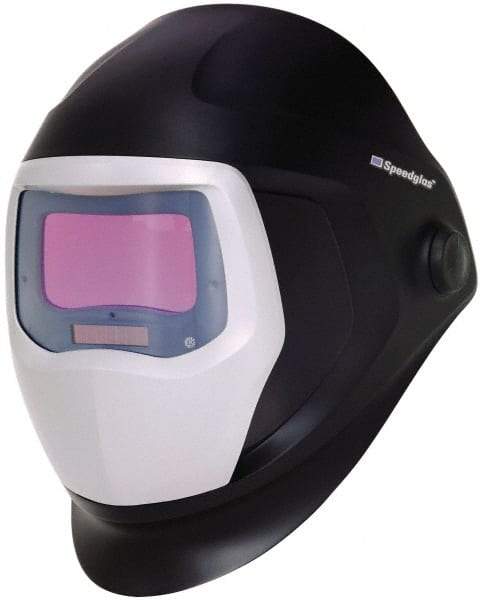 3M - 4-1/4" Window Width x 2-3/32" Window Height, 5, 8 to 13 Shade Auto-Darkening Lens, Fixed Front Welding Helmet - Black/Gray PPA Green Lens - Americas Industrial Supply