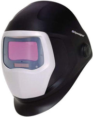 3M - 4-1/4" Window Width x 2-3/32" Window Height, 5, 8 to 13 Shade Auto-Darkening Lens, Fixed Front Welding Helmet - Black/Gray PPA Green Lens - Americas Industrial Supply