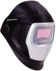 3M - 3-3/4" Window Width x 1-3/4" Window Height, 5, 8 to 13 Shade Auto-Darkening Lens, Fixed Front Welding Helmet - Black/Gray PPA Green Lens - Americas Industrial Supply