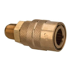 Value Collection - 1/4 Male NPT Industrial Pneumatic Hose Coupler (Six Ball) - Brass, 1/4" Body Diam, 1/4" Hose ID - Americas Industrial Supply