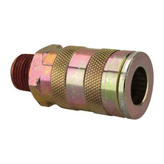 Value Collection - 3/8 Male NPT Industrial Pneumatic Hose Coupler - Brass, 3/8" Body Diam, 3/8" Hose ID - Americas Industrial Supply