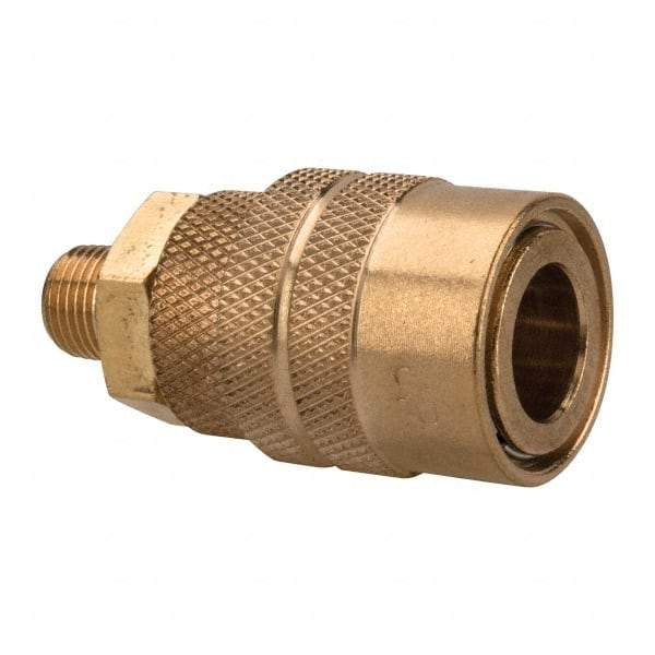 Value Collection - 1/8 Male NPT Industrial Pneumatic Hose Coupler - Brass, 1/4" Body Diam, 1/8" Hose ID - Americas Industrial Supply